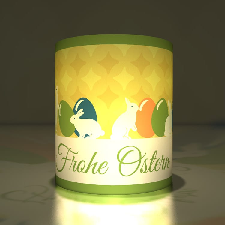Kartenkaufrausch dekorative fröhliche Osterhasen Transparentlichte in grün