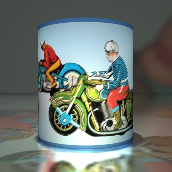 Kartenkaufrausch dekorative Coole Motorrad Party Teelichthalter in hellblau