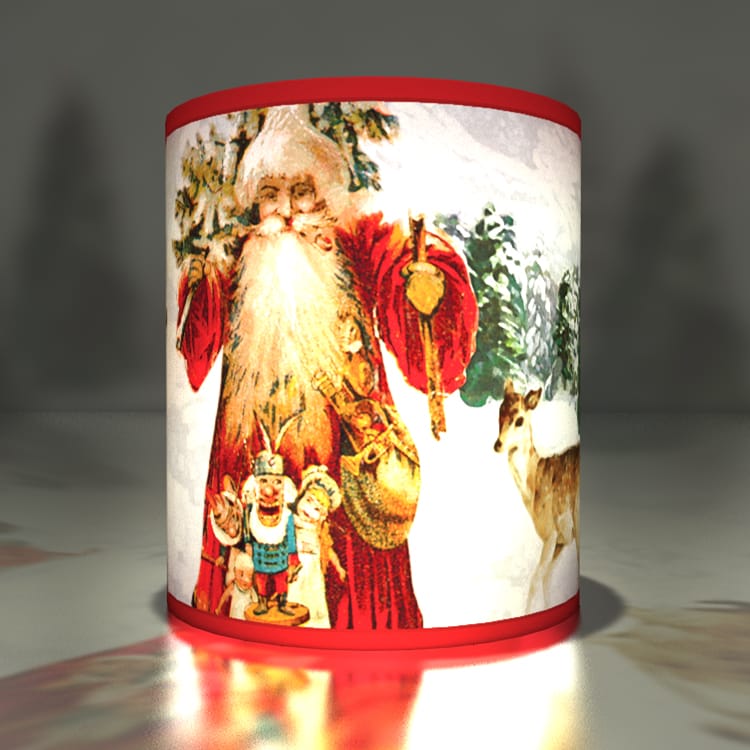 Kartenkaufrausch dekorative Teelichthalter mit Vintage Weihnachtsmann in rot
