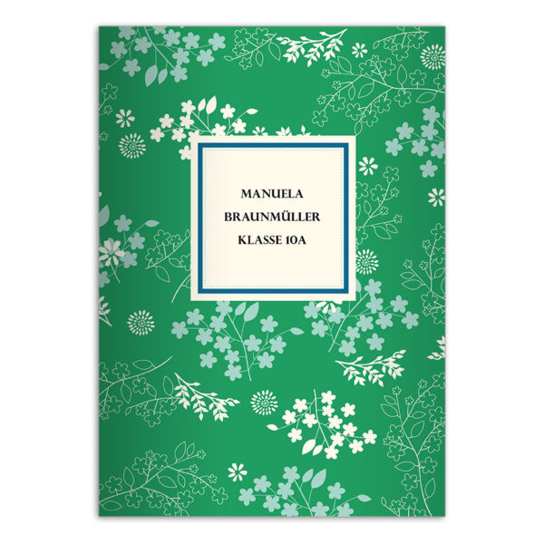 Kartenkaufrausch: Florale Schulhefte grün aus unserer Schul Papeterie in grün mit Ihrem Text