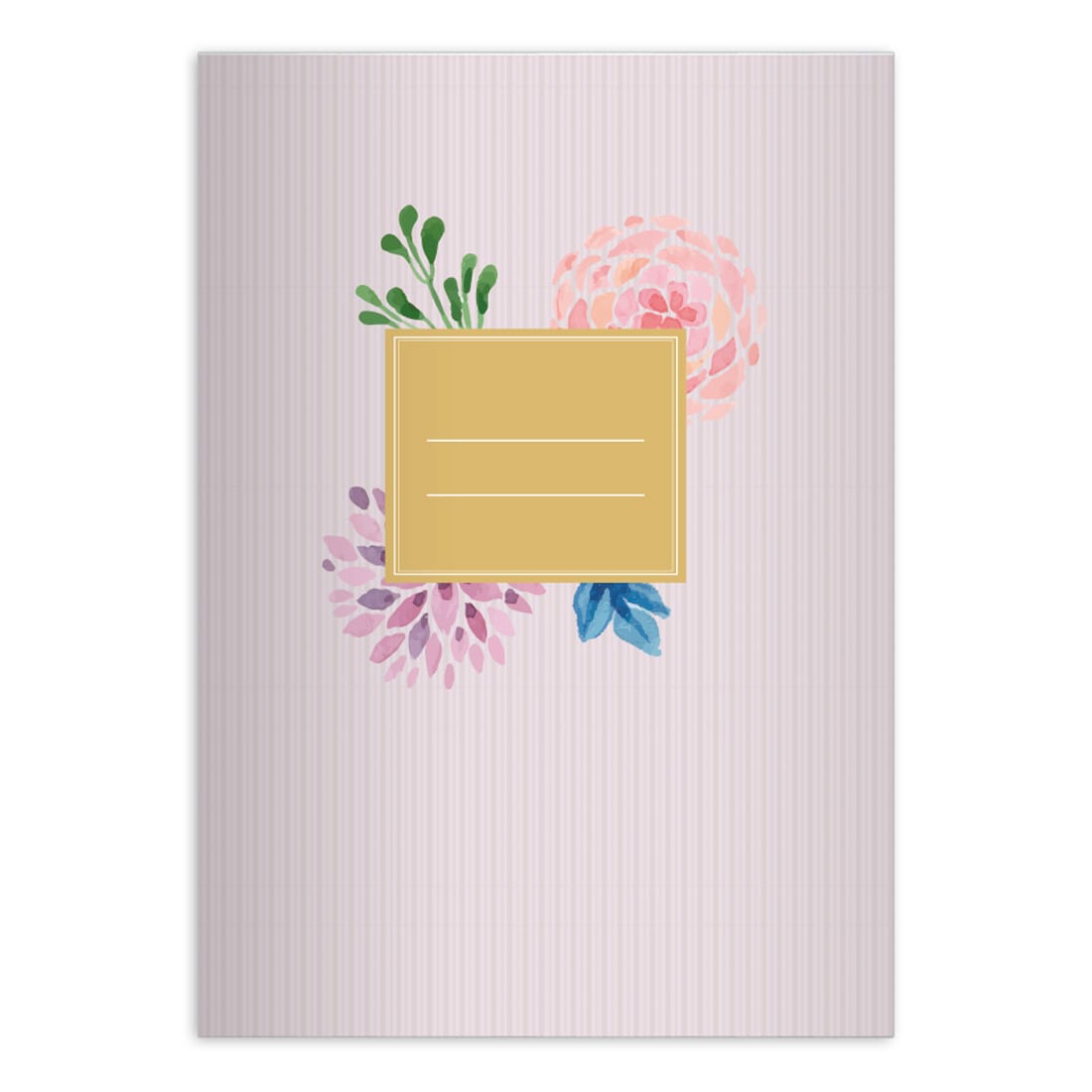 Shabby Chic Notizheft/ Schulheft mit Blumen auf Streifen auf rosa
