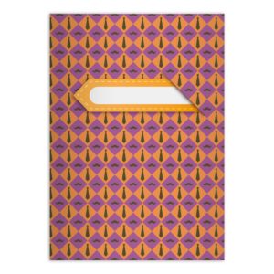 Trendiges Moustache Notizheft/ Schulheft mit Krawatten, orange lila