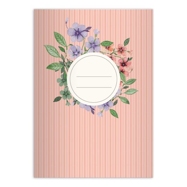 Kartenkaufrausch: Vintage Notizheft/ Schulheft mit Veilchen aus unserer floralen Papeterie in rosa