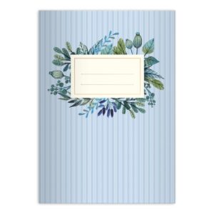 Kartenkaufrausch: Vintage Notizheft/ Schulheft mit Blättern aus unserer floralen Papeterie in hellblau