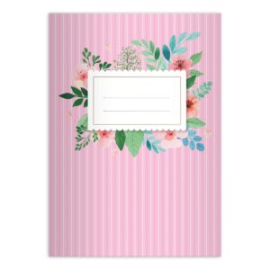 Kartenkaufrausch: Vintage Notizheft/ Schulheft mit Blüten aus unserer floralen Papeterie in rosa