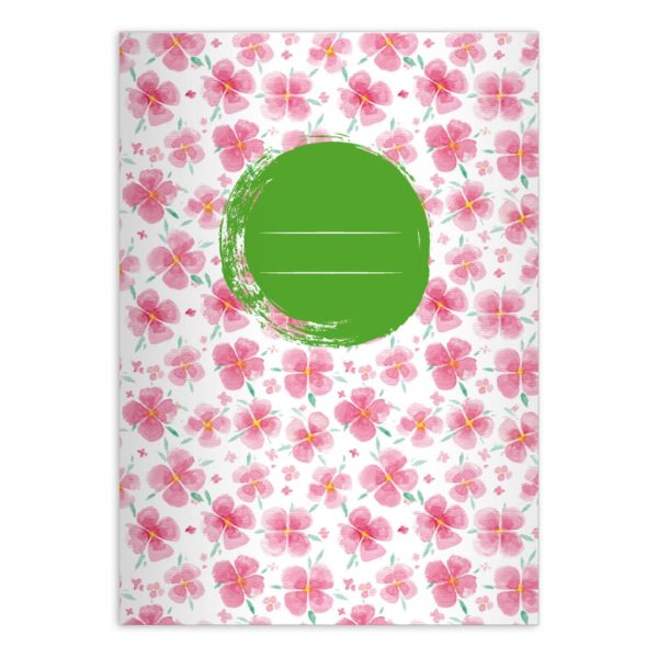 Kartenkaufrausch: Glücksbringendes Blüten Notizheft/ Schulheft aus unserer floralen Papeterie in rosa