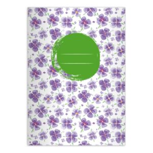 Kartenkaufrausch: Glücksbringendes Blüten Notizheft/ Schulheft aus unserer floralen Papeterie in lila
