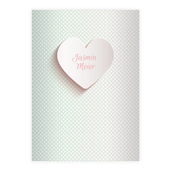 Kartenkaufrausch: Romantisches Notizheft/ Schulheft mit aus unserer Designer Papeterie in grün mit Ihrem Text