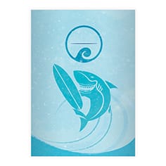 Kartenkaufrausch: Surfer Notizheft/ Schulheft mit Hai aus unserer Schul Papeterie in hellblau