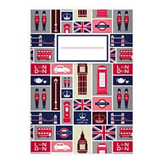 Kartenkaufrausch: Trendiges London Notizheft/ Schulheft aus unserer Designer Papeterie in rosa
