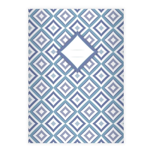 Kartenkaufrausch: grafisches Notizheft/ Schulheft mit Diamant aus unserer Designer Papeterie in blau