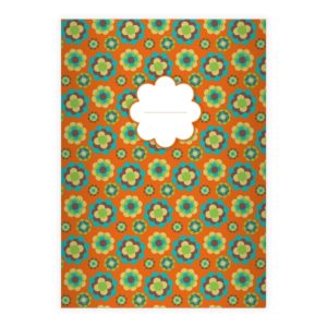 Kartenkaufrausch: Retro Notizheft/ Schulheft mit 70er aus unserer floralen Papeterie in orange