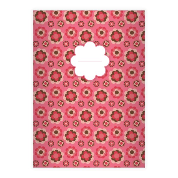 Kartenkaufrausch: Schickes Retro Notizheft/ Schulheft aus unserer floralen Papeterie in rosa