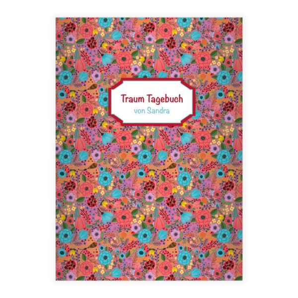 Kartenkaufrausch: Sommerliches Blumen Notizheft/ Schulheft aus unserer floralen Papeterie in rosa mit Ihrem Text