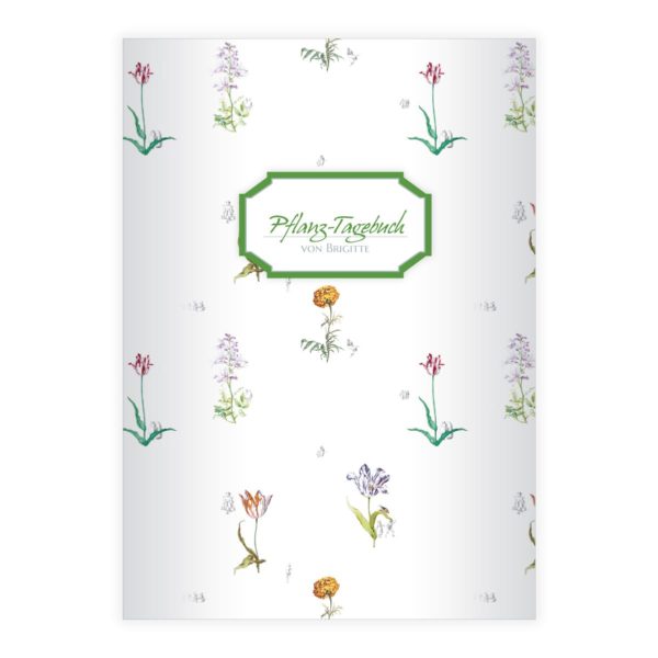 Kartenkaufrausch: Elegantes "Lilliput" Notizheft/ Schulheft aus unserer floralen Papeterie in weiß mit Ihrem Text