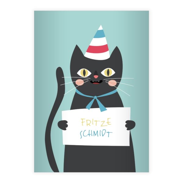 Kartenkaufrausch: süßes Katzen Notizheft/ Schulheft aus unserer Schul Papeterie in hellblau mit Ihrem Text