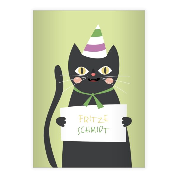 Kartenkaufrausch: Super süßes Katzen Notizheft/ aus unserer Schul Papeterie in grün mit Ihrem Text