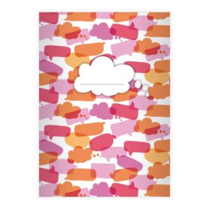 Kartenkaufrausch: Notizheft/ Schulheft mit Sprechblasen aus unserer Designer Papeterie in rosa
