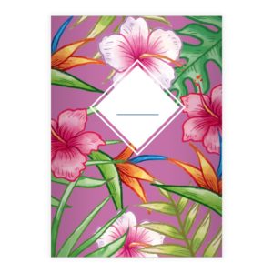 Kartenkaufrausch: Sommerliches Hawaii Notizheft/ Schulheft aus unserer floralen Papeterie in lila