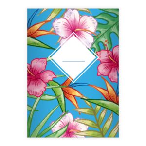 Kartenkaufrausch: Sommerliches Hawaii Notizheft/ Schulheft aus unserer floralen Papeterie in hellblau