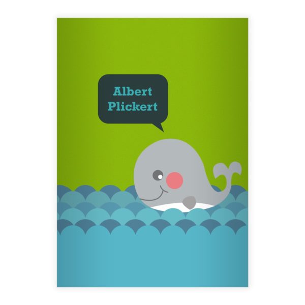 Kartenkaufrausch: Süßes nautisches Notizheft/ Schulheft aus unserer Kinder Papeterie in grün mit Ihrem Text