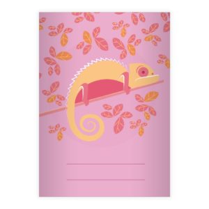 Kartenkaufrausch: Natur Notizheft/ Schulheft mit Chamäleon aus unserer Schul Papeterie in rosa