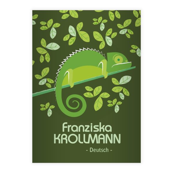 Kartenkaufrausch: Natur Notizheft/ Schulheft mit Chamäleon aus unserer Schul Papeterie in grün mit Ihrem Text