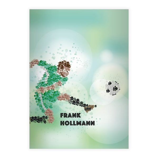 Kartenkaufrausch: Frisches Fußball Kicker Notizheft/ aus unserer Schul Papeterie in grün mit Ihrem Text
