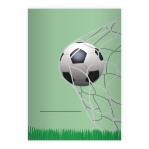 Kartenkaufrausch: Fußballer Notizheft/ Schulheft mit Fußball aus unserer Schul Papeterie in grün