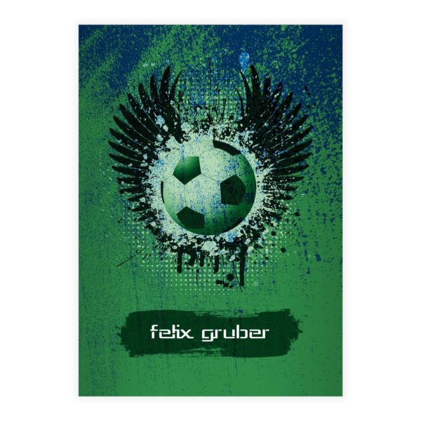 Kartenkaufrausch: Cooles Grunge Fußball Notizheft/ aus unserer Schul Papeterie in grün mit Ihrem Text