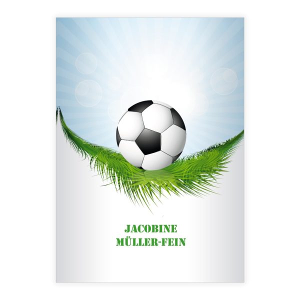 Kartenkaufrausch: Schickes Fußball Fan Notizheft/ aus unserer Schul Papeterie in weiß mit Ihrem Text