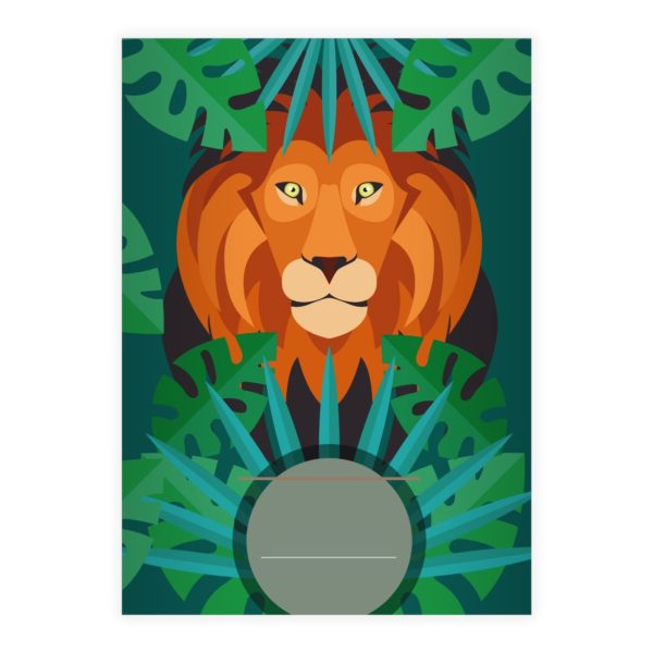 Kartenkaufrausch: Dschungel Notizheft/ Schulheft mit Löwe aus unserer Schul Papeterie in grün