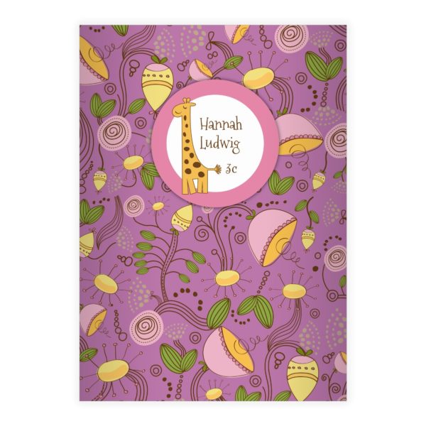 Kartenkaufrausch: Frisches Blüten Notizheft/ Schulheft aus unserer Kinder Papeterie in lila mit Ihrem Text
