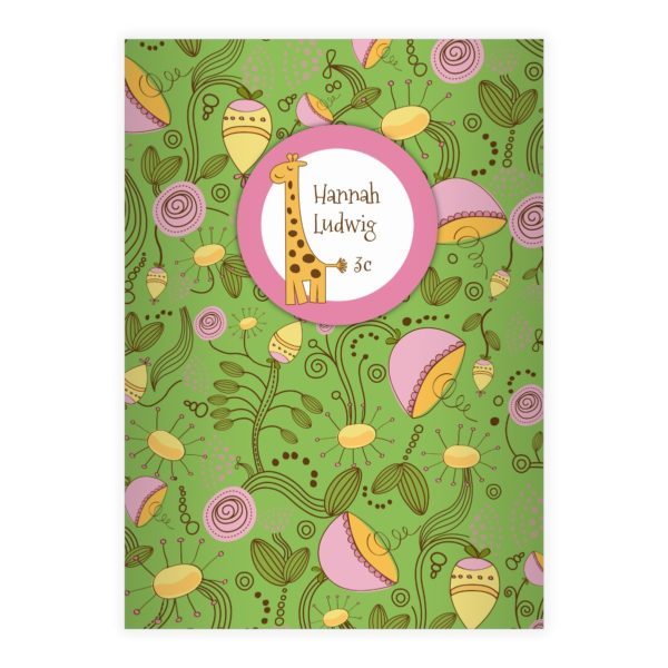 Kartenkaufrausch: Frisches Blüten Notizheft/ Schulheft aus unserer Kinder Papeterie in grün mit Ihrem Text