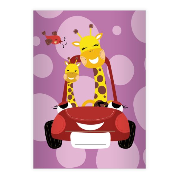 Kartenkaufrausch: Fröhliches Giraffen Notizheft/ Schulheft aus unserer Kinder Papeterie in lila