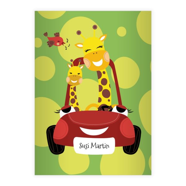 Kartenkaufrausch: Fröhliches Giraffen Notizheft/ Schulheft aus unserer Kinder Papeterie in grün mit Ihrem Text
