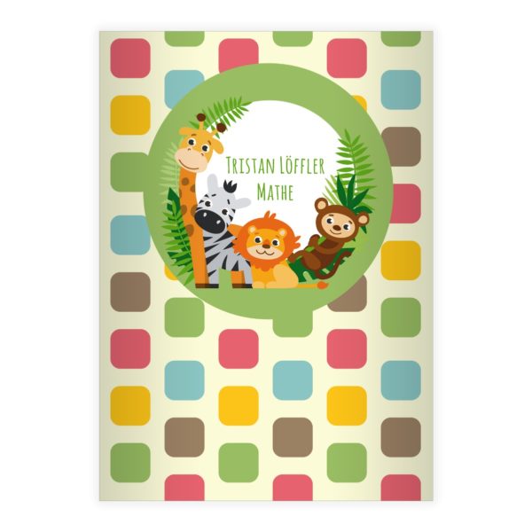 Kartenkaufrausch: Fröhliches buntes Zoo Notizheft/ aus unserer Kinder Papeterie in grün mit Ihrem Text