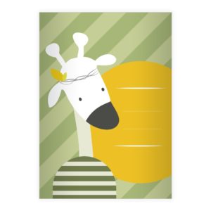 Kartenkaufrausch: Streifen Notizheft/ Schulheft mit Giraffe aus unserer Kinder Papeterie in grün