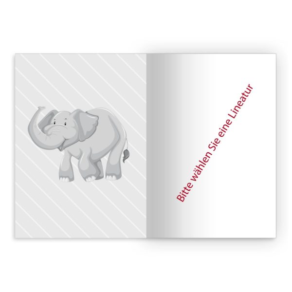 Kartenkaufrausch Notizheft in lila: Süßes Comic Elefanten Notizheft/