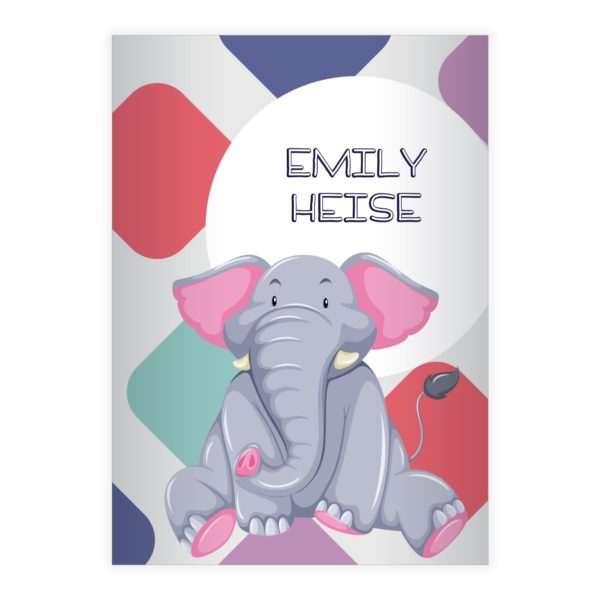 Kartenkaufrausch: Comic Elefanten Notizheft/ Schulheft aus unserer Kinder Papeterie in multicolor mit Ihrem Text
