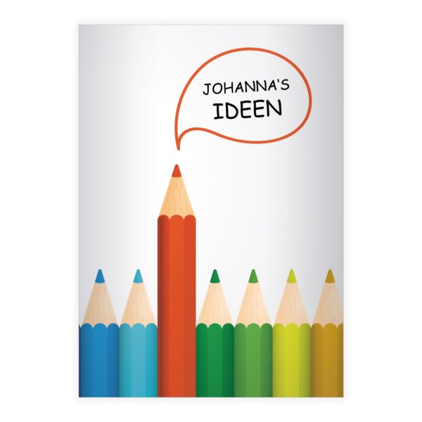 Kartenkaufrausch: buntes Ideen Notizheft/ Schulheft aus unserer Designer Papeterie in multicolor mit Ihrem Text