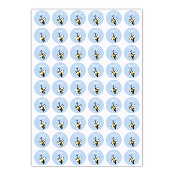 Kartenkaufrausch Sticker in hellblau: 54 süße Bienen Aufkleber