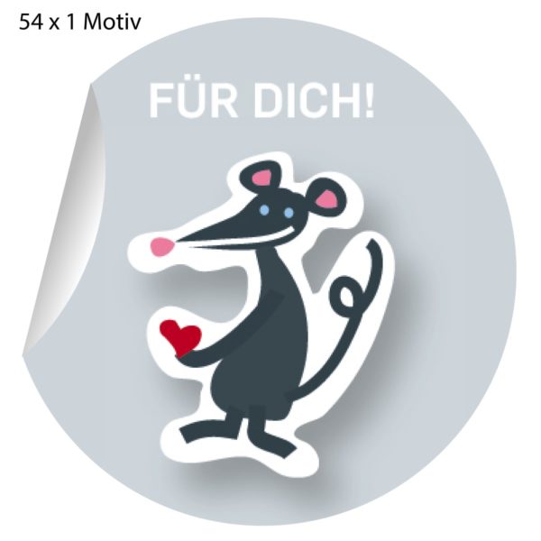 Kartenkaufrausch: Maus Aufkleber mit Herz aus unserer Tier Papeterie in grau