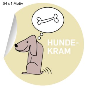 Kartenkaufrausch: 54 lustige Hunde Aufkleber aus unserer Tier Papeterie in beige