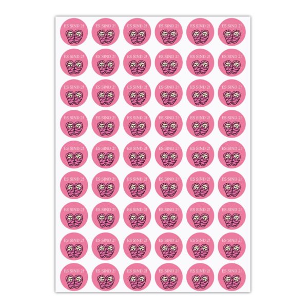 Kartenkaufrausch Sticker in rosa: süße Mädchen Zwillings Aufkleber