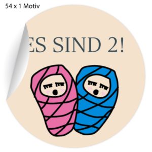Kartenkaufrausch: Zwillings Aufkleber mit Wickel Baby aus unserer Baby Papeterie in beige
