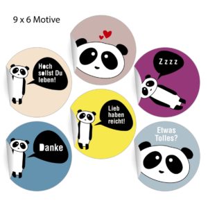 Kartenkaufrausch: 54 kunterbunte Panda Aufkleber aus unserer Tier Papeterie in multicolor