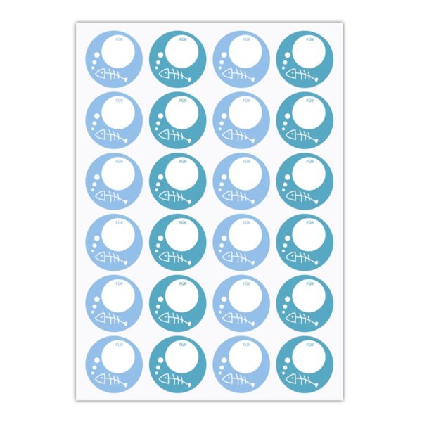 Kartenkaufrausch Sticker in blau: blaue Fisch Aufkleber
