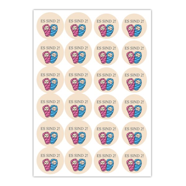 Kartenkaufrausch Sticker in beige: süße gemischte Zwillings Aufkleber