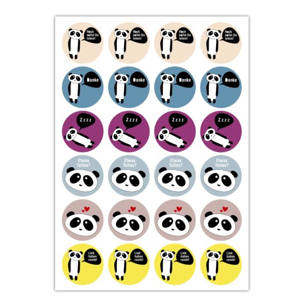Kartenkaufrausch Sticker in multicolor: kunterbunte Panda Aufkleber